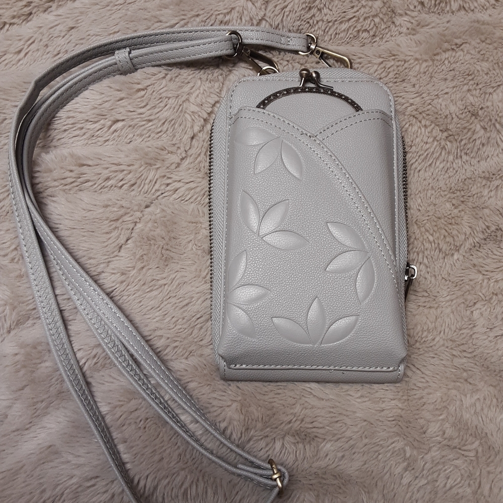 Save the girls Gray Floral Crossbody Handbag